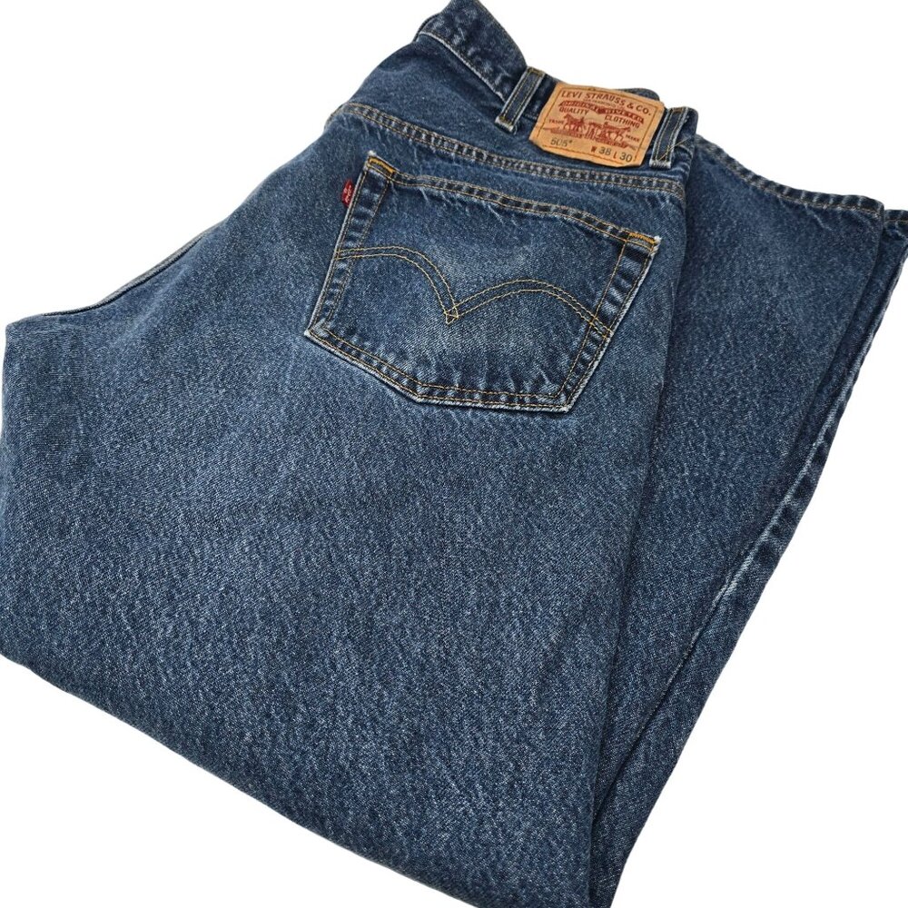 Levis 505 Denim Blue‎ Jeans Size 38X30 Men's Straight Leg